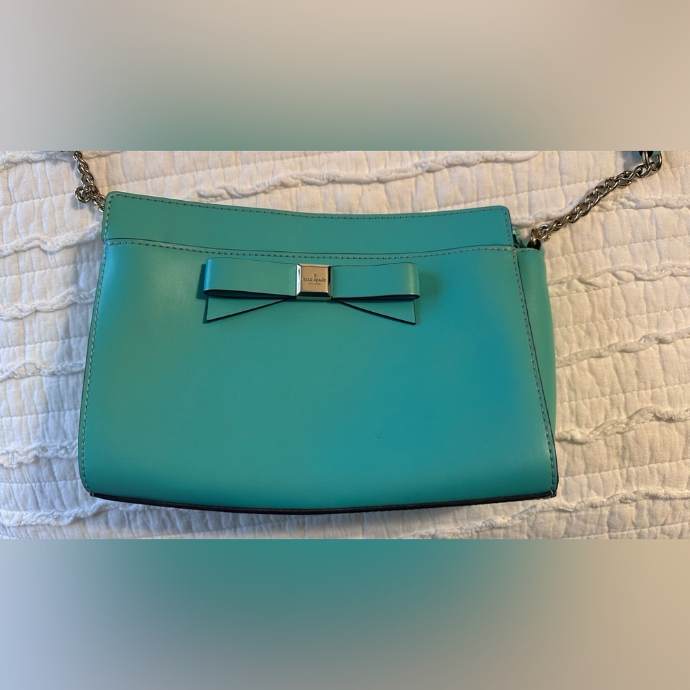 Kate Spade Montford Park Smooth Angelica Crossbody Bag (Mint / Giverny Blue)